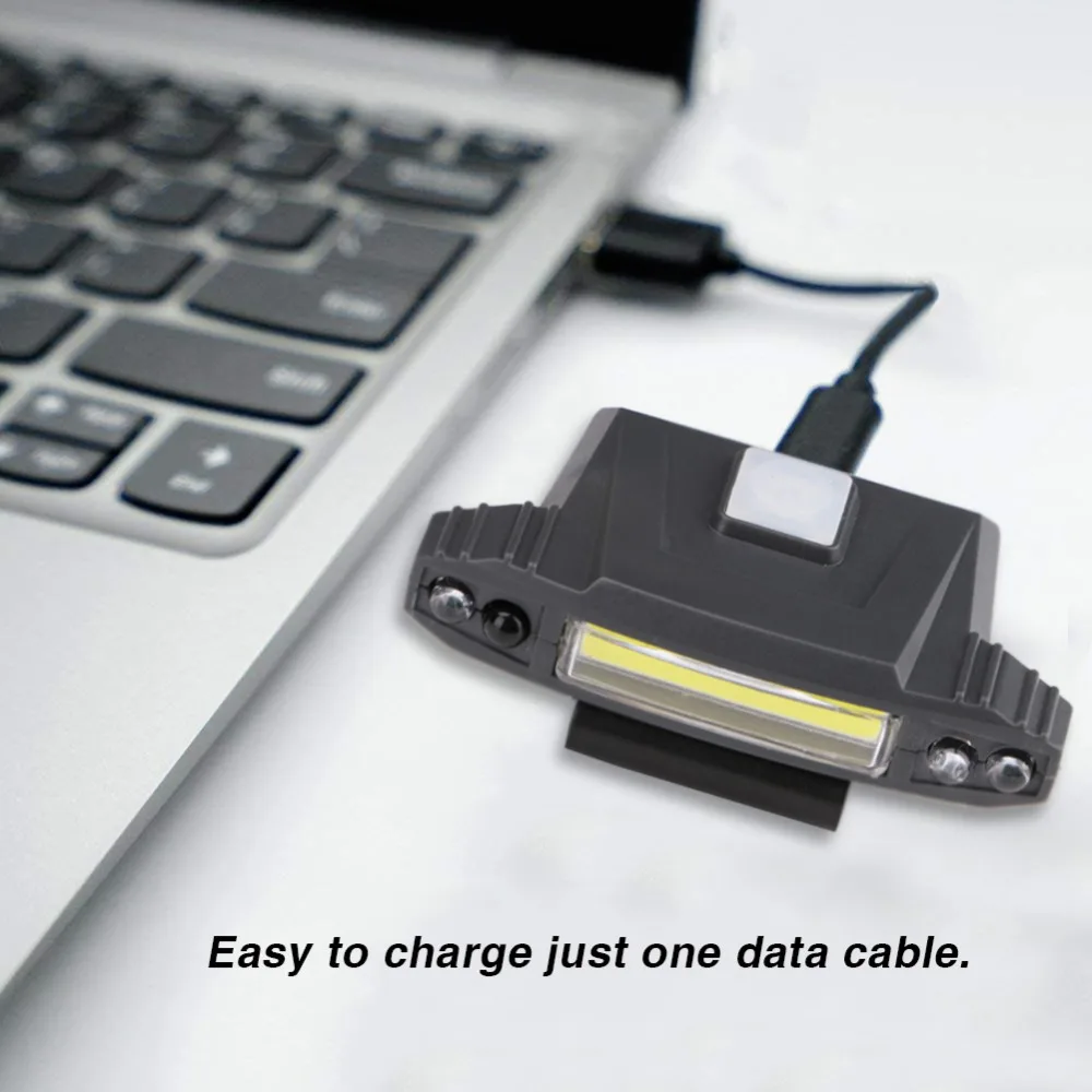 Мини COB Светодиодная Индукционная шляпа с зажимом USB перезаряжаемая фара