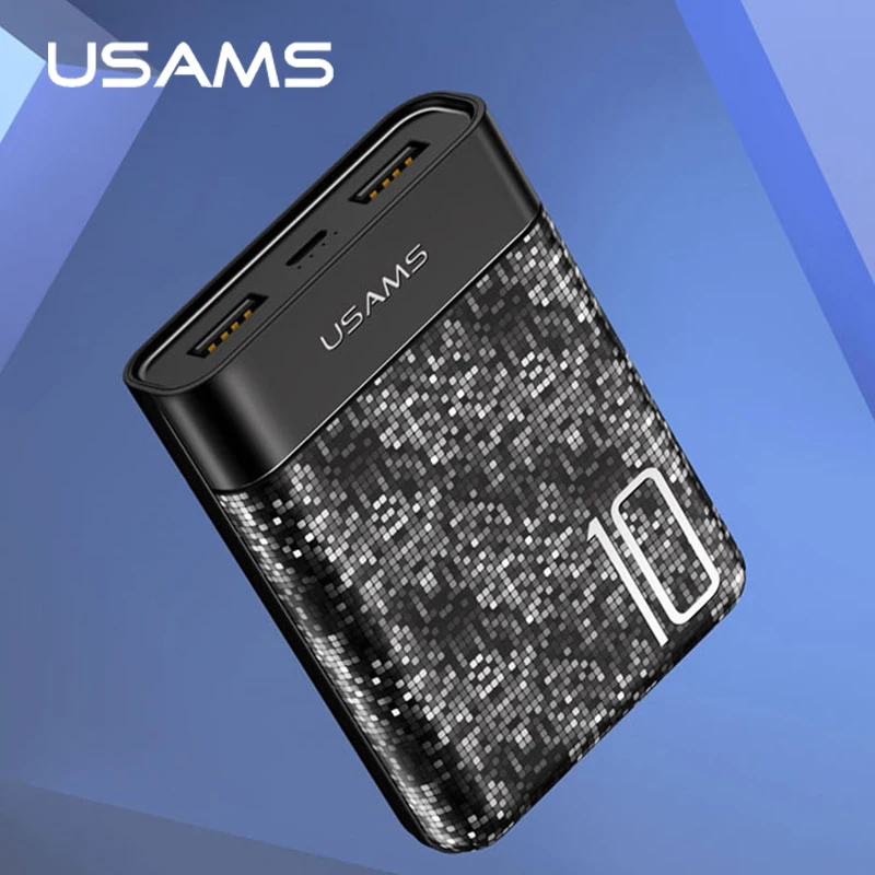 Внешний аккумулятор для iphone huawei Xiaomi оригинальный USAMS 10000 мАч Мини двойной USB