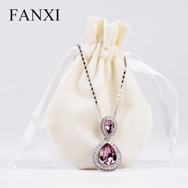 FANXI 12 шт./лот мягкий маленький бархатный мешочек для ювелирных изделий с шелковой