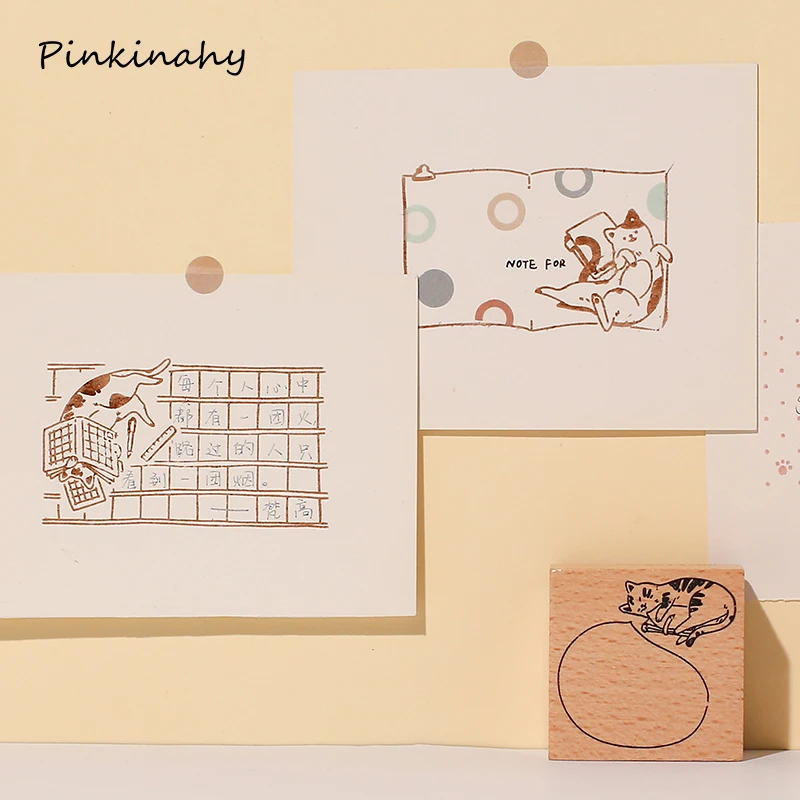 Kawaii journal cat Деревянный штамп DIY Ремесло Деревянные и резиновые штампы для