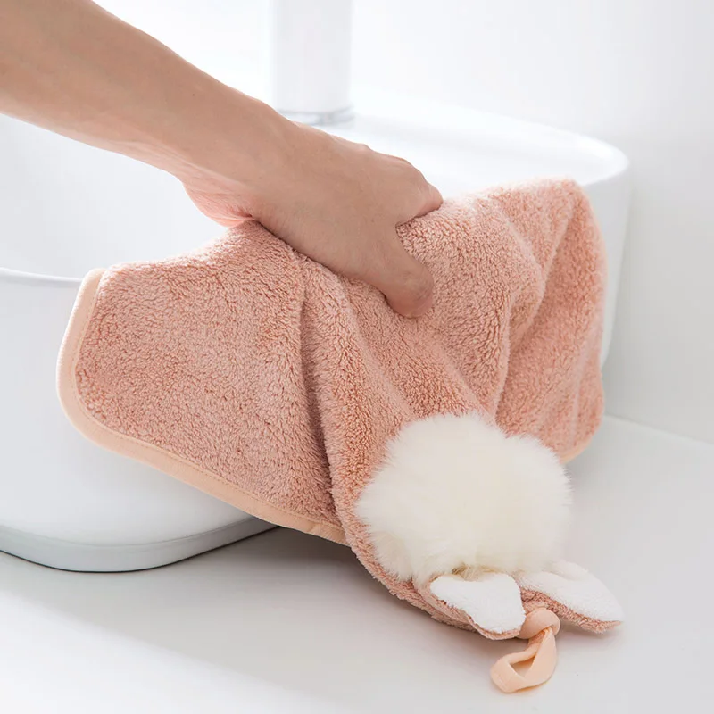 1 шт. Коралловое бархатное полотенце для рук с милым Кроликом впитывающее мытья