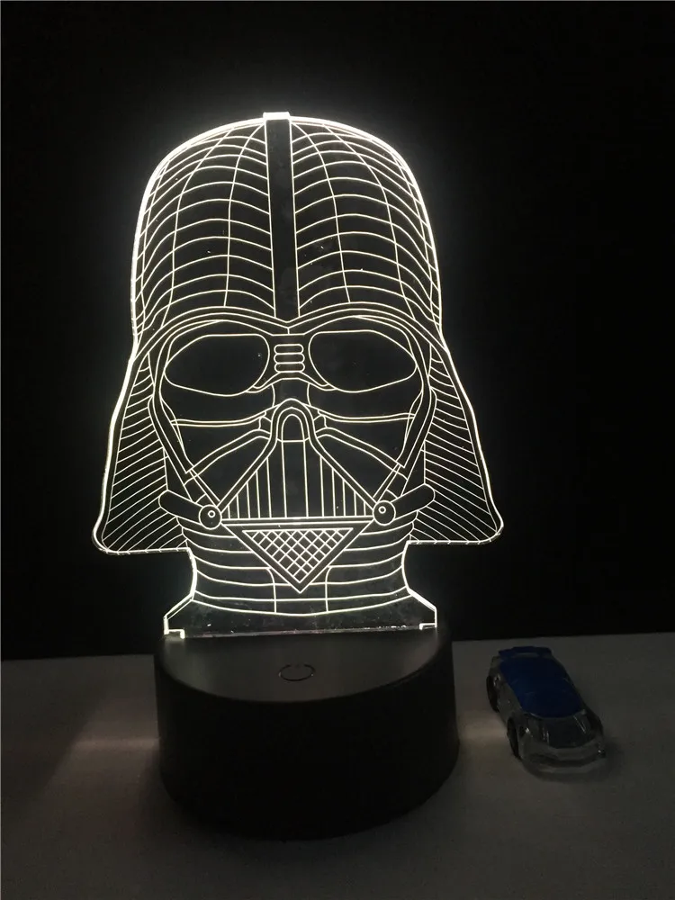 Мультфильм звезда черный воин Дарт Вейдер 3D лампа светодиодный USB Ночная Атмосфера свет многоцветный сенсорный пульт дистанционного освещения пеленальный столик