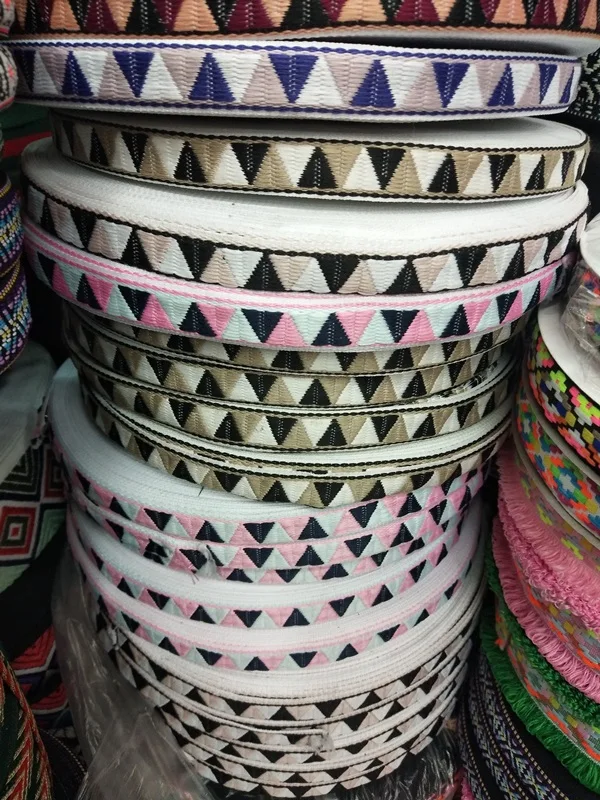 

10yards/lot wide 2CM Woven Jacquard Ribbon geometric trilateral design for clothing accessory ZH-727