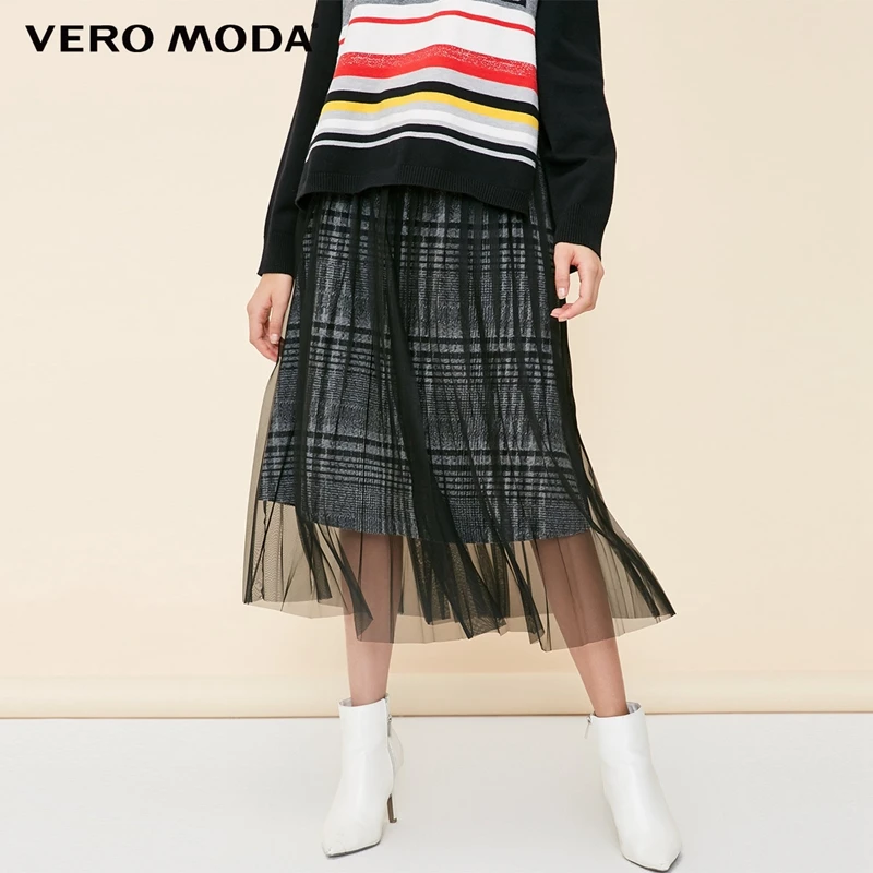 Vero Moda Новая женская OL Gauzy двухъярусная юбка из ткани | 318416509