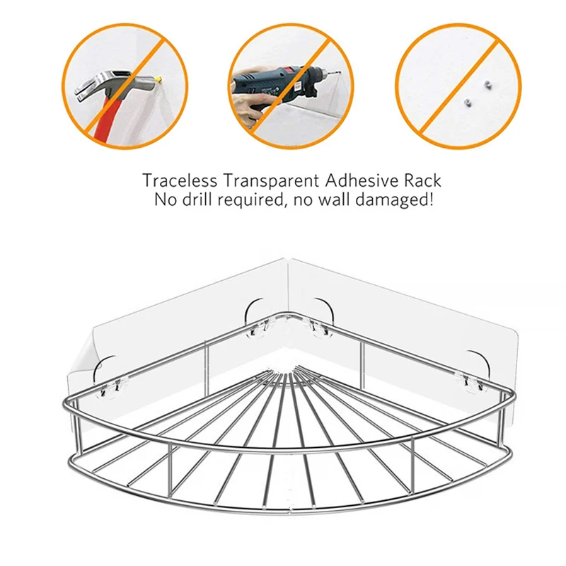 Угловая полка из нержавеющей стали настенный приклеивающийся органайзер для