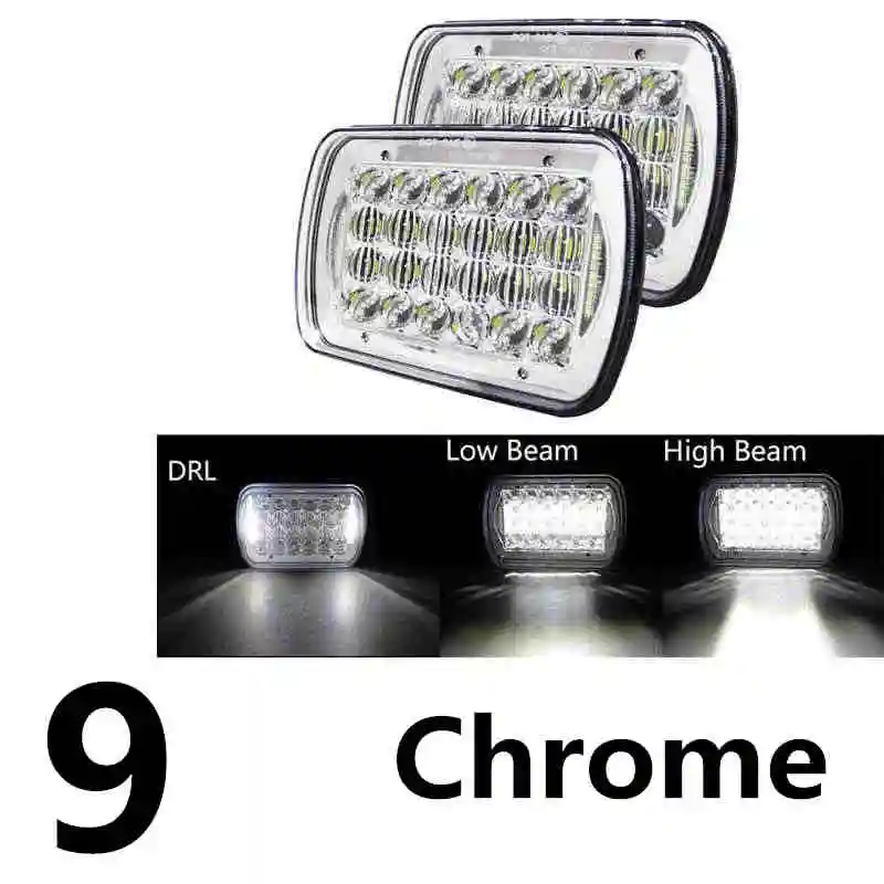 5D headlight chrome 1 пара для Jeep Cherokee XJ 5x" авто DRL светодиодные фары 5x7 дюймов светодиодные фары для грузовиков 6x7" Высокий Низкий Луч квадратные светодиоды фары - Цвет: 5D headlight chrome