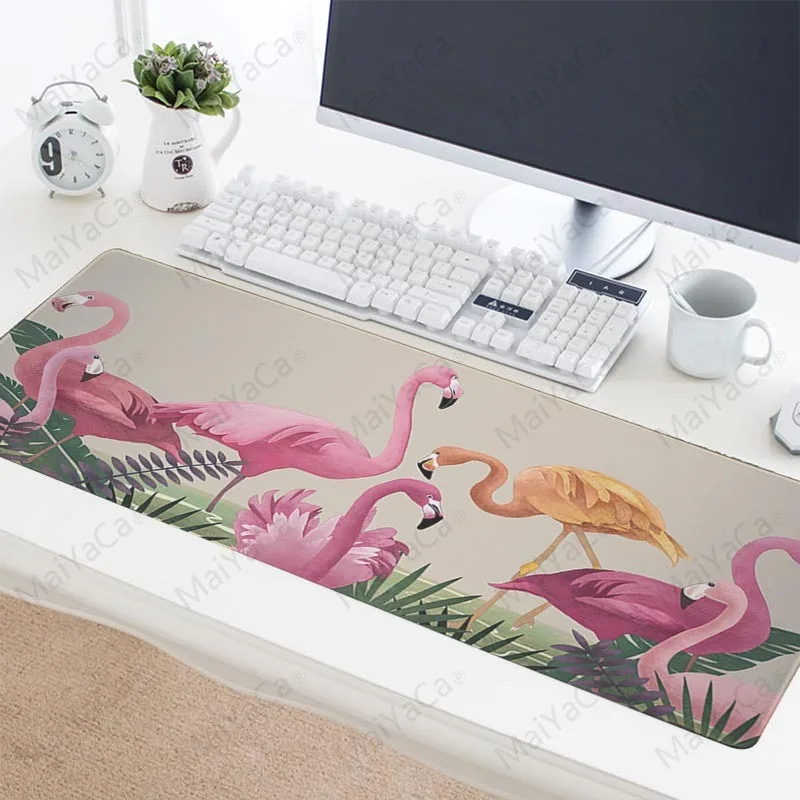 Lock Edge 40x90cm MaiYaCa тропический зеленый лист Фламинго розовый коврик для мыши 900x400x2 мм коврик для мыши Notbook компьютерный коврик для мыши HD принт игровой коврик - Цвет: Lock Edge 40x90cm