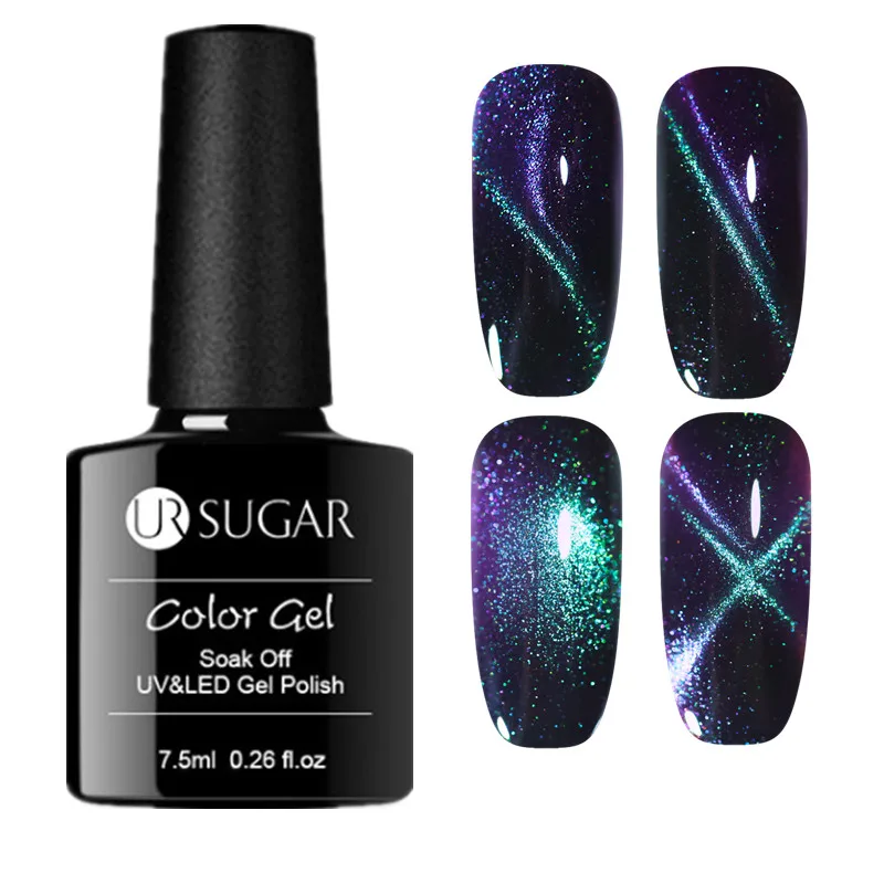 Laser UR-02 Ur Sugar 7,5 мл Хамелеон 9D Магнитный Гель-лак для ногтей волшебный лазерный Блеск Дизайн ногтей замочить от УФ светодиодный Гель-лак - Цвет: Laser UR-02