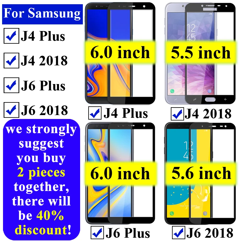 Защитное стекло для samsung J6 для Galaxy J4 Plus закаленное стекло samsun J 4 6 J6plus J4plus защитная пленка Samsyng 4j 6j