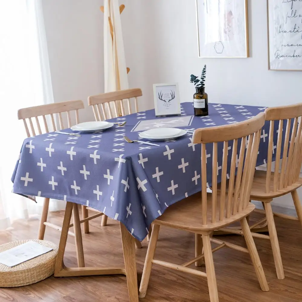 Скатерть в скандинавском стиле современный льняной хлопок квадратный зеленый