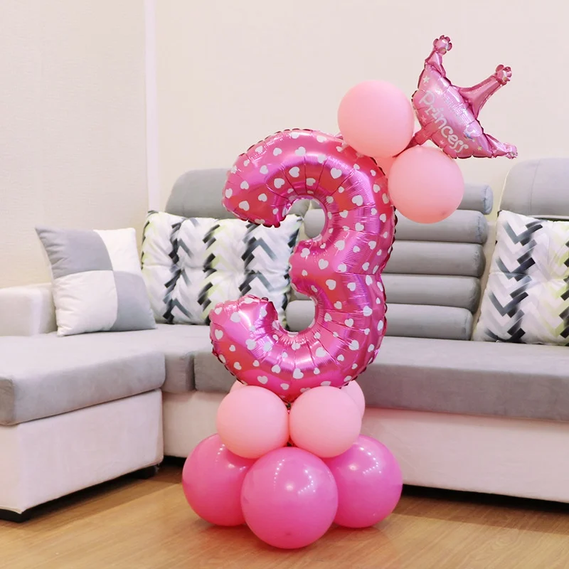 pink 3 С днем рождения синий розовый шар мой первый вечерние украшения дети ребенок мальчик девочка взрослый гирлянда 2-й От 3 до 5 лет Единорог поставки - Цвет: pink 3