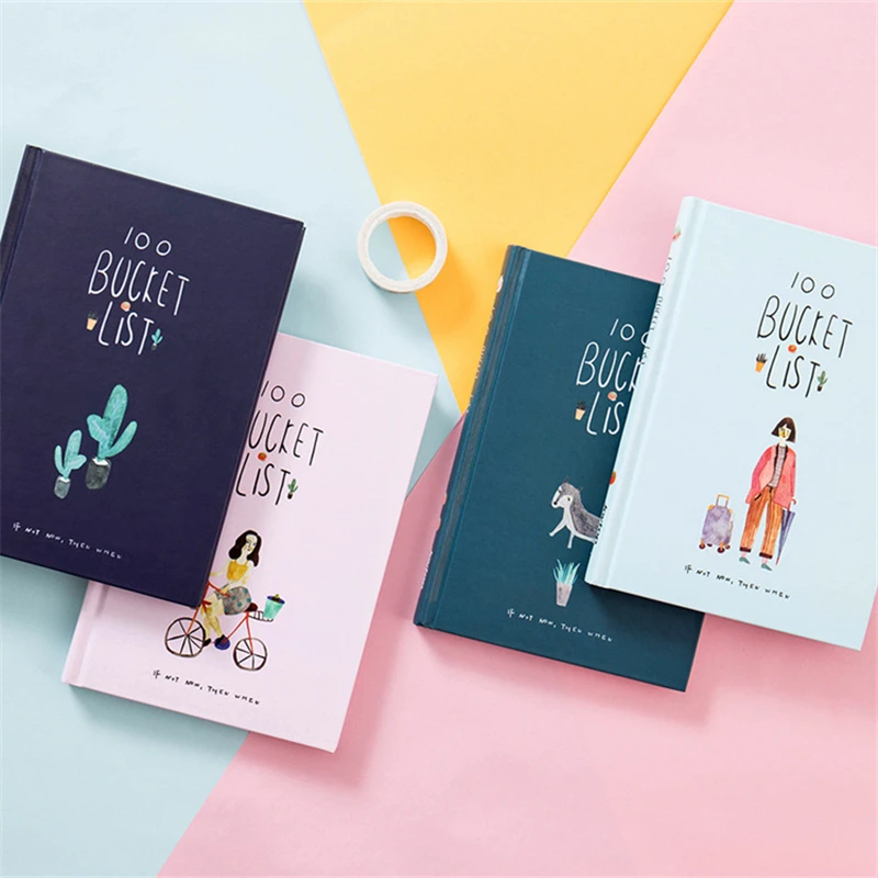 Записная книжка и дневник Kawaii корейский блокнот в твердом переплете 100 Bucket To Do List