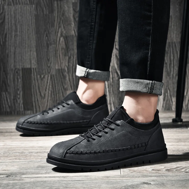 Men's Spring Genuine Leather Sneakers 2019 Waterproof Moccasins Antiskid Shoes Zapatillas de deporte Comfortable Walk | Обувь