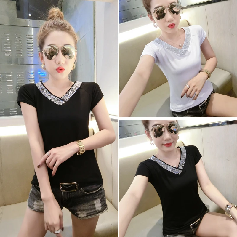 Хит майка с принтом Бриллиант Новинка лета 2019 женская футболка коротким рукавом