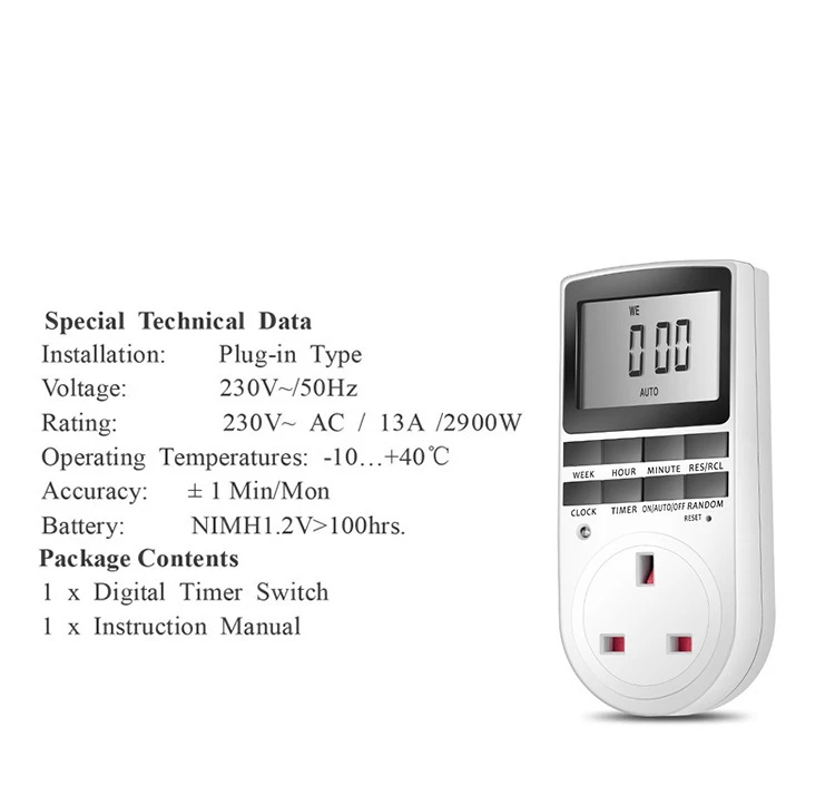 

3Pcs American standard 2018 new hot-selling intelligent time power socket timer switch Big screen digital display