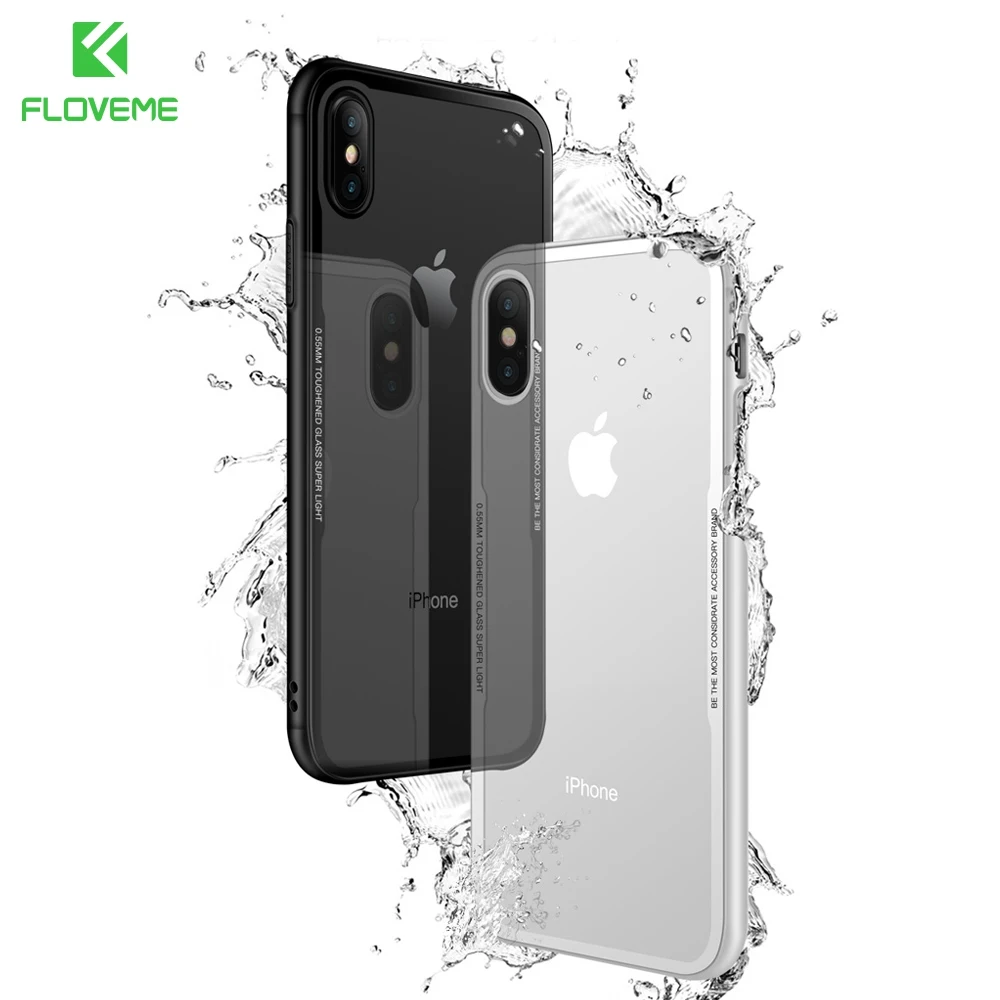 Floveme Case закаленное Стекло телефона чехол для iPhone X 10 десять Роскошные ультра