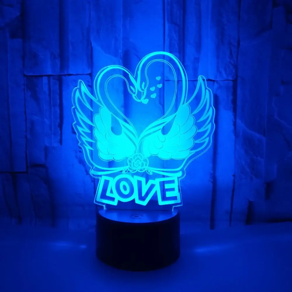3d лампа Swan Love цветная сенсорная светодиодная визуальная подарочное украшение