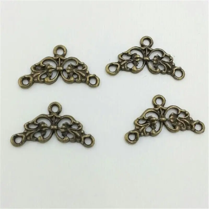 

Flower Connectors With Three Hook Bronze High Quality DIY Components Connector For Jewelry Findings 30pcs T671 Free Shipping