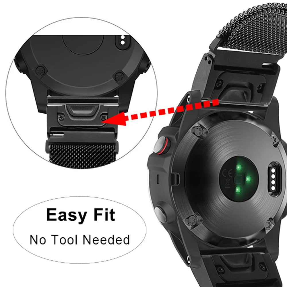26 мм Quick Fit Нержавеющая сталь шариковая ремешок для часов Garmin Fenix 5X/3/3 HR/D2 Чарли/спуск Mk1(не подходит Fenix5/5S