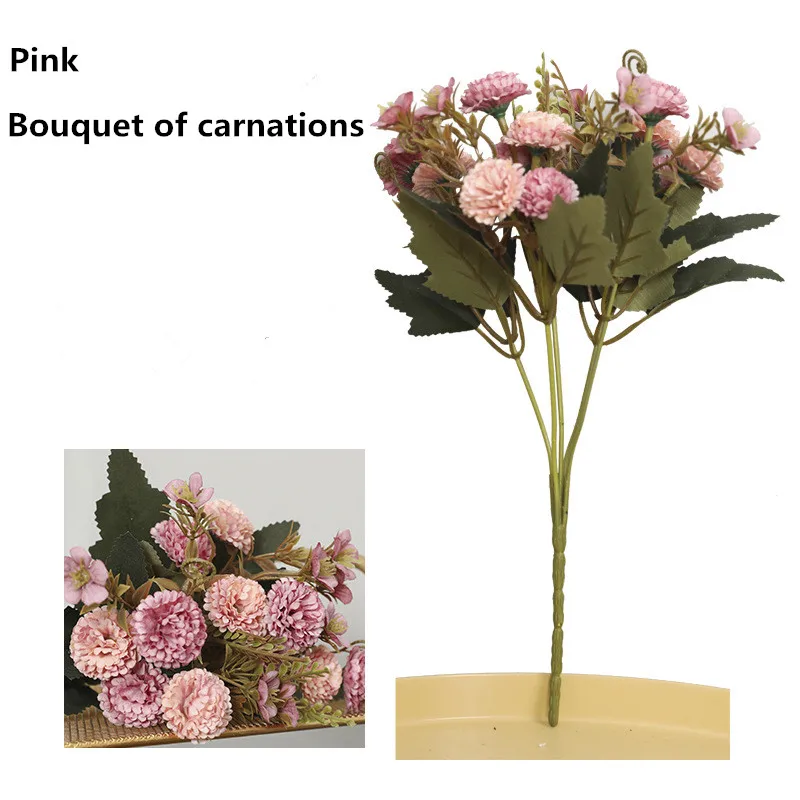 pink DIY искусственные цветы 11 цветок головки Гвоздика Букет Главная спальня украшения поддельные цветок Свадебная сцена макет фотографии реквизит - Цвет: pink