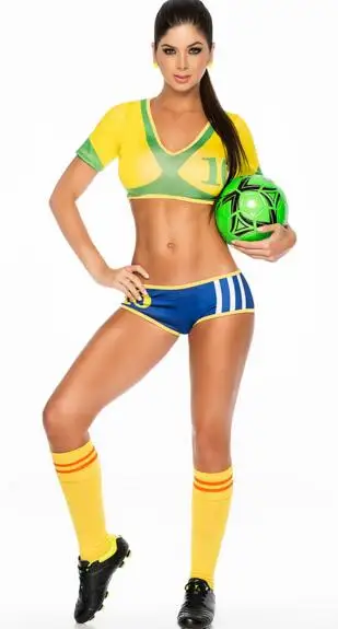 Brazil Eurocup calcio bambino Болельщица Сексуальная футбольная Клубная одежда девушки бикини для косплея di gioco usura vestito esotico abbigliamento ds - Цвет: Brazil