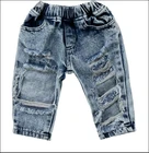 Модные Джинсовые штаны с дырками для новорожденных и маленьких девочек