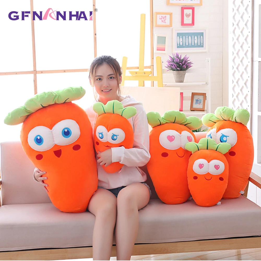 

1 шт. 40 см плюшевая Морковка с мультяшным рисунком, игрушка kawaii, мягкая хлопчатобумажная Подушка, детские куклы на палец, милый подарок для де...