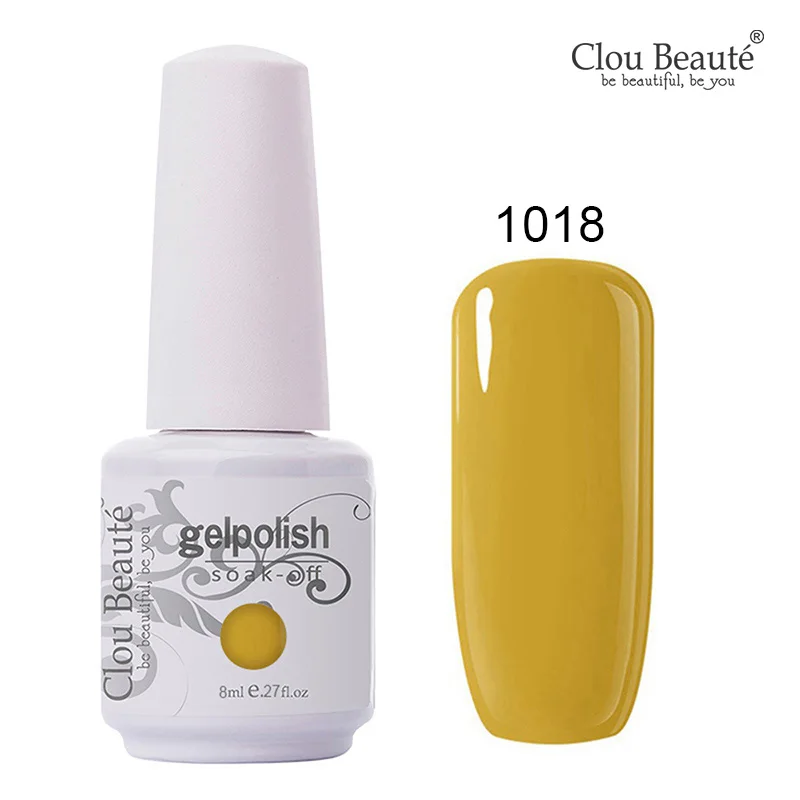 1018 Гель-лак для ногтей Clou Beaute, 8 мл, 85 цветов, полуперманентный лак для рисования, гель с блестками, красный, розовый, Праймер, лак для ногтей, УФ - Цвет: 1018