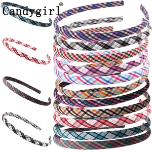 Повязка на голову детская, женская, широкая, в клетку, 1 шт.