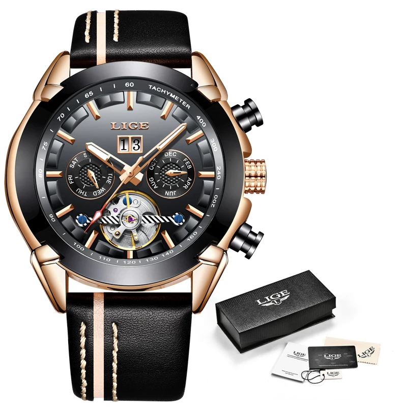 Часы наручные LIGE мужские в стиле милитари спортивные водонепроницаемые