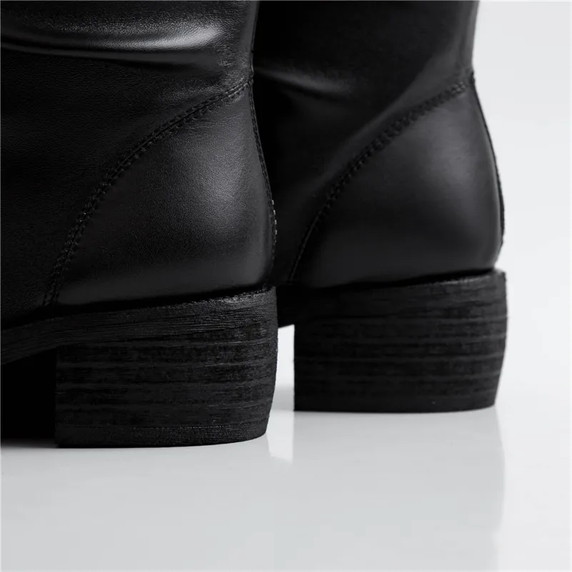 Meotina Fall Over The Knee Boots Women Natural Genuine Leather Block Heels Thigh High Boots Sexy Zipper Long Shoes Female 34-40