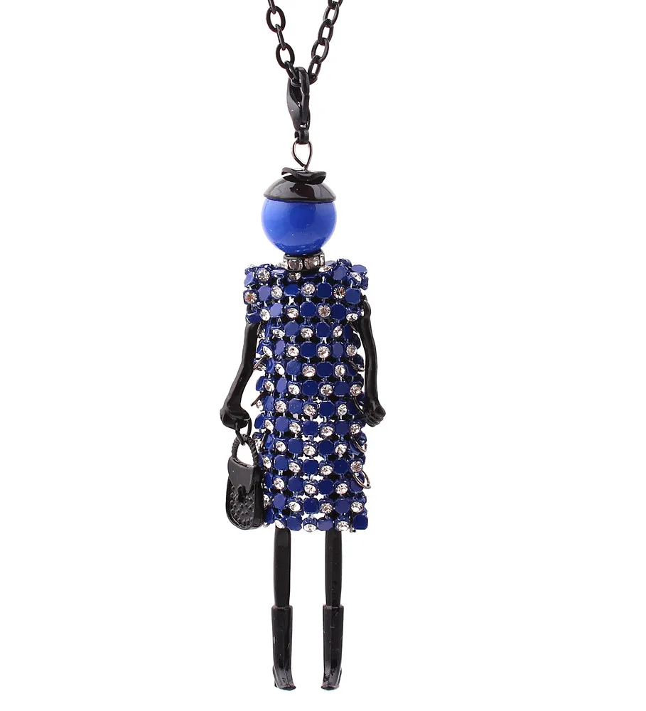 Ожерелье с куклой для милой девочки длинная цепочка макси ожерелье кристаллами