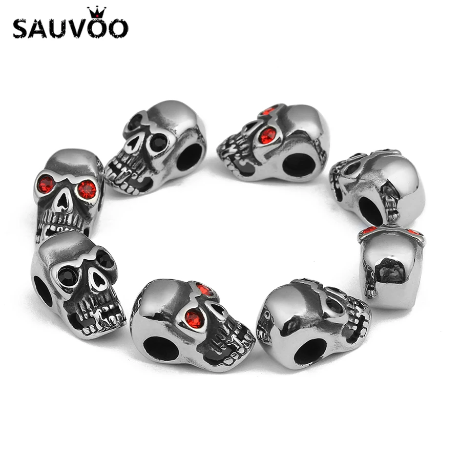 Sauvoo 2 шт. серебристый Цвет Нержавеющая сталь красные черные хрустального черепа
