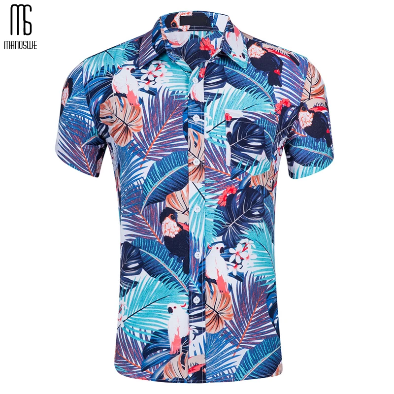 Мужская Цветочная гавайская рубашка Manoswe белая Повседневная с принтом на