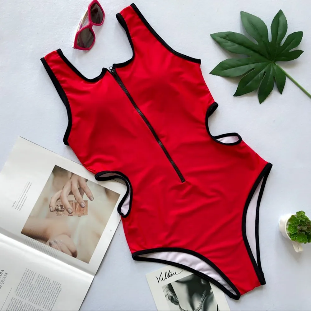 One Piece Swimsuits for Women High Cut White Red Solid Bikini Brazilian Girls micro Swimwear 2018 Sexy Swimming Suit | Спорт и