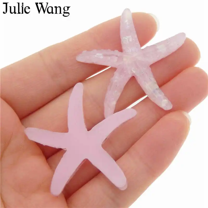 Julie Wang 6 шт. 40x36 мм полимерные Большие морские звезды с плоским основанием Кабошоны