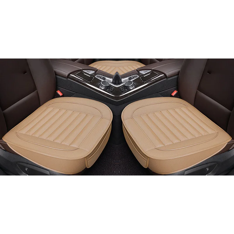 Beige front 2pcs Новейшие Автомобильные Чехлы На Сиденья дышащий чехол на сиденья в салон автомобиля набор из искусственной кожи подушка черный коврик автомобильные принадлежности аксессуары для стульев - Название цвета: Beige front 2pcs