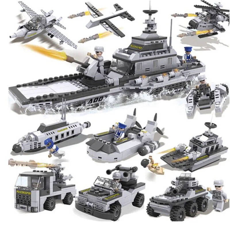 Блоки корабль 8 в 1 строительные блоки Совместимые Legoe город пластиковые