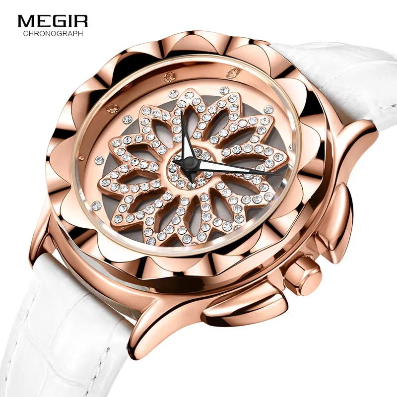 Часы женские кварцевые с кожаным ремешком розовое золото бриллиантовый