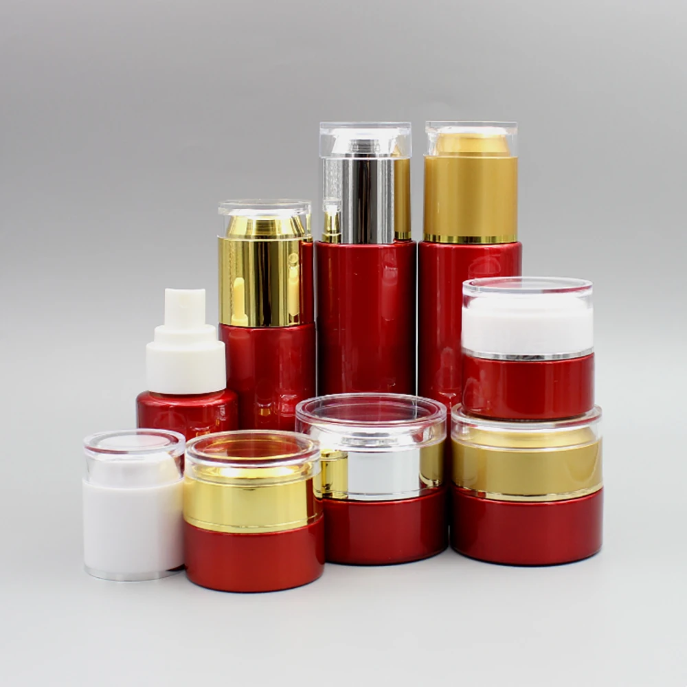 Красная стеклянная овальная Косметическая банка 20 г с акриловой крышкой пустая