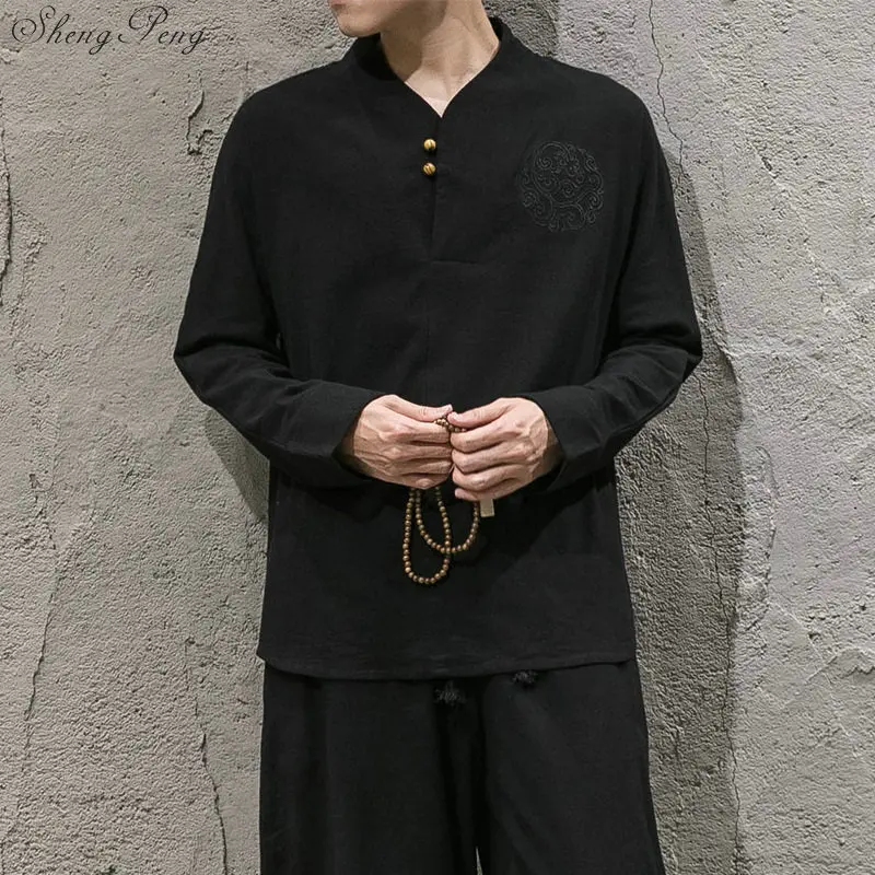 2018 Новое поступление льняные костюмы мужские Китайская традиционная Мужская