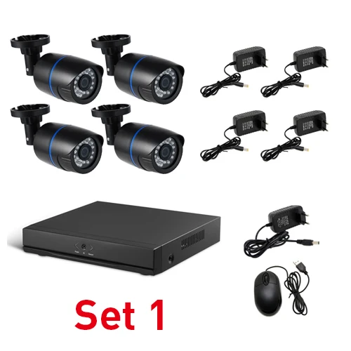 Set 1 2CH/4CH 1080P IP CCTV камера Камера Системы комплект HD 8-канального сетевого видеорегистратора 2 шт/4 шт 1920x1080P 2.0MP Водонепроницаемый пуля Secuity Камера - Цвет: Set 1