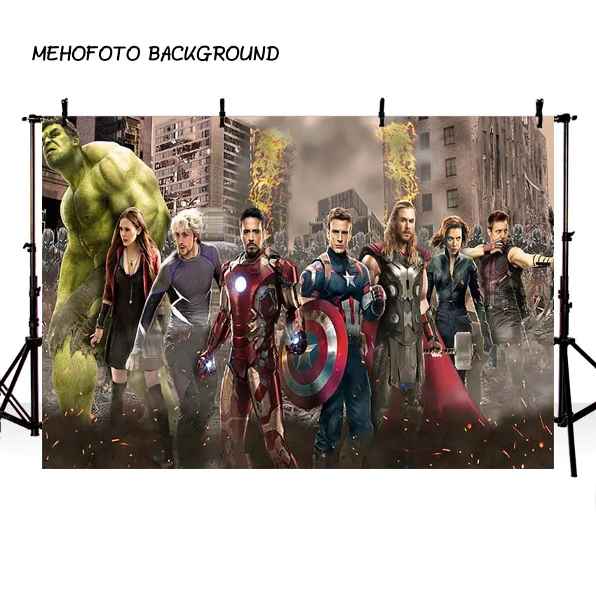Мультфильм Фильм Мстители Marvel тема День Рождения фото фон Детские вечерние фон для фотографии для фотостудии