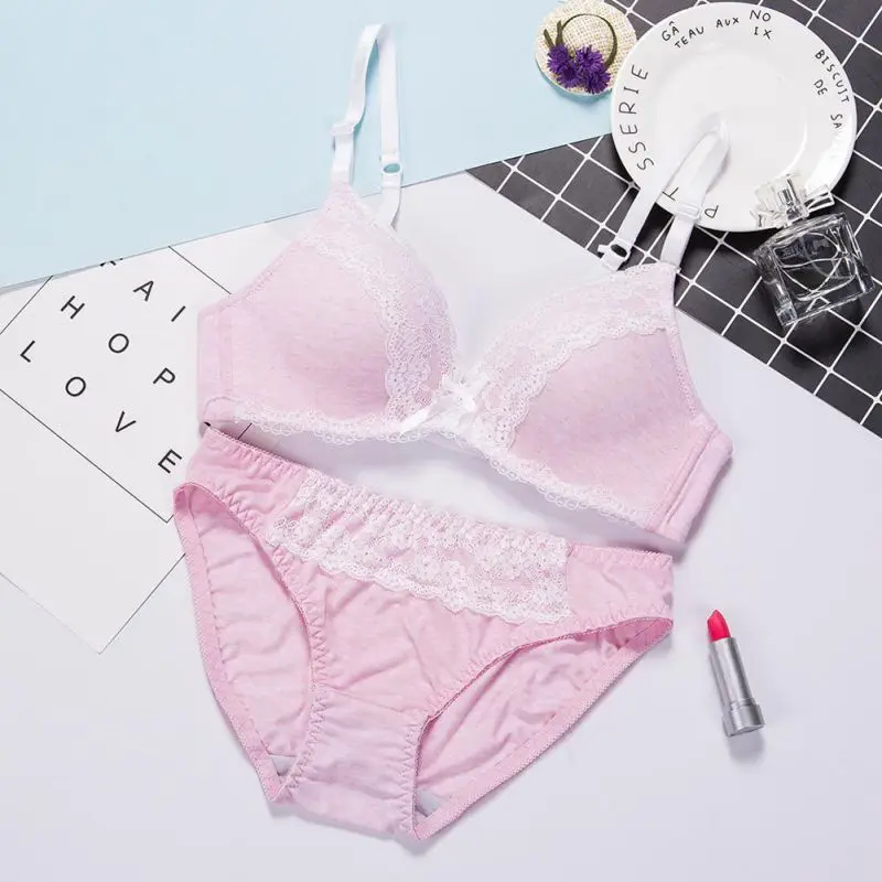 Мода 2018 розовый синий женский кружевной бюстгальтер Короткие комплекты комплект
