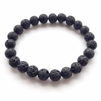 2018fashionable 8mm lava stone beads black adjustable boho bracelet men women for charms jewelry