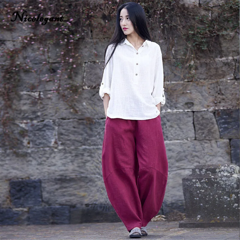 Новые Брюки женские 2019 весенние льняные свободные повседневные брюки осень лето
