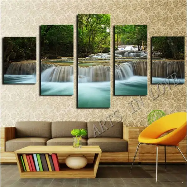 5 Панель рисунок водопада на холсте Wall Art Украшение дома Гостиная Печать холст