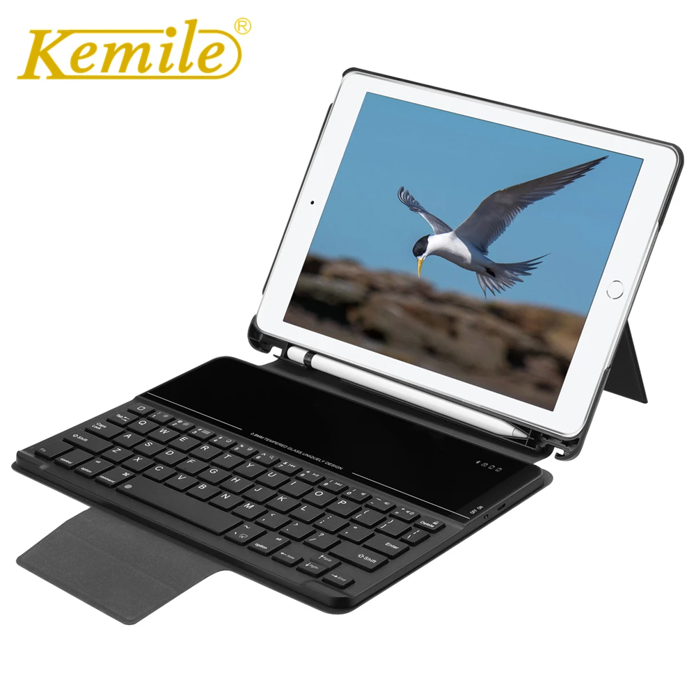 Универсальная 7-12 ''Беспроводная клавиатура для планшета, KEMILE 7-цветная подсветка светодиодный беспроводной Bluetooth QWERTY клавиатура с перезаряжаемой батареей