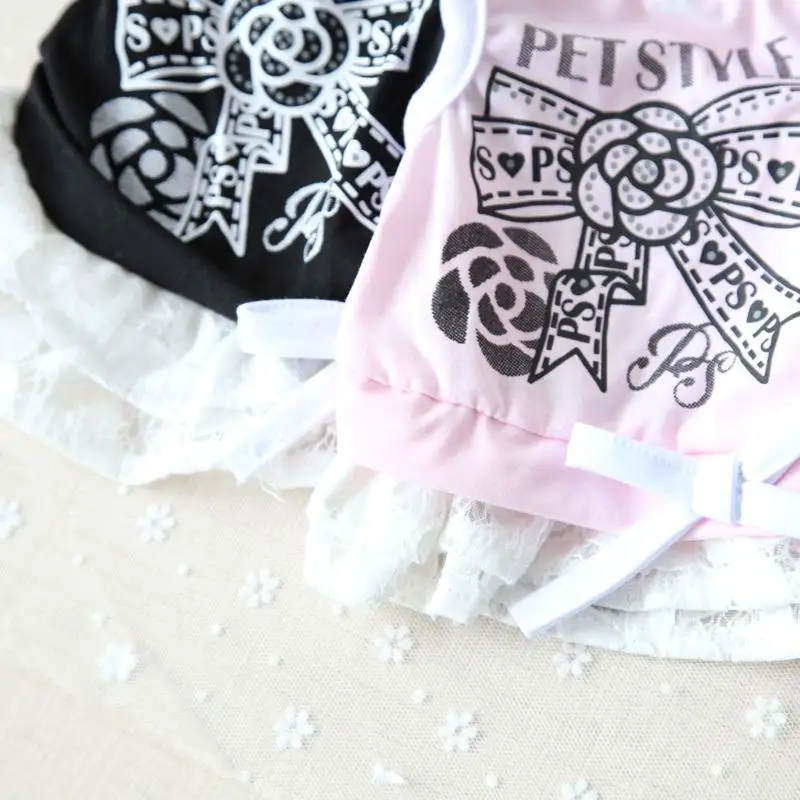 Cotton Princess Bow Print Girl Female Dog Dress Clothing For Dogs Puppy Cat Pet Clothes Apparel Products Chihuahua|cat dresses for cats|pet cat