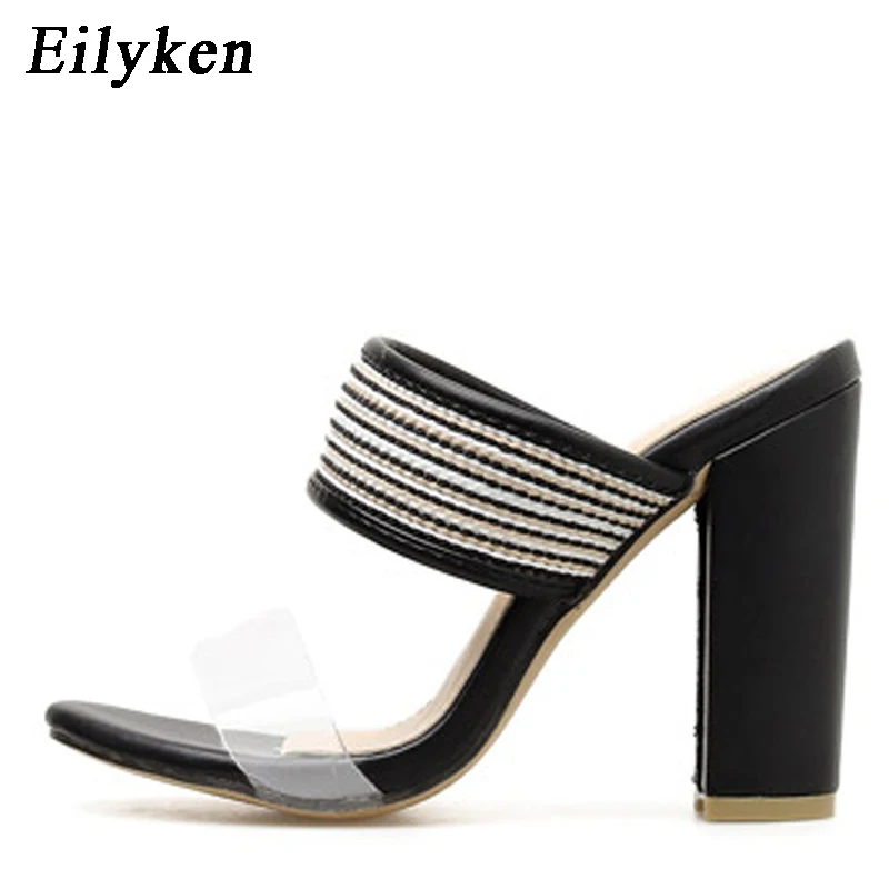 Eilyken/Новинка; женские туфли без задника в римском стиле; коллекция года; сезон лето; модная повседневная женская обувь с открытым носком на платформе; женские шлепанцы на высоком каблуке